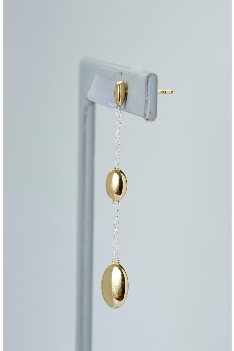 Two-Tone Oval Linear Drop Earrings, Alternate, color, GOLD/ SILVER