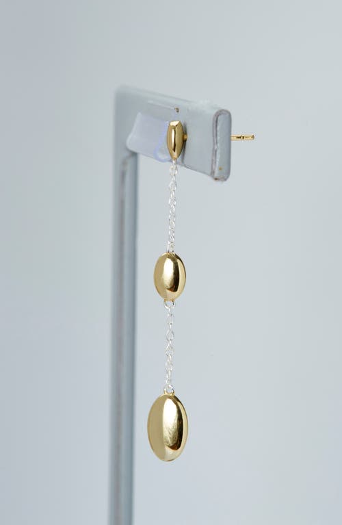 Argento Vivo Sterling Silver Two-tone Oval Linear Drop Earrings In Gold/silver