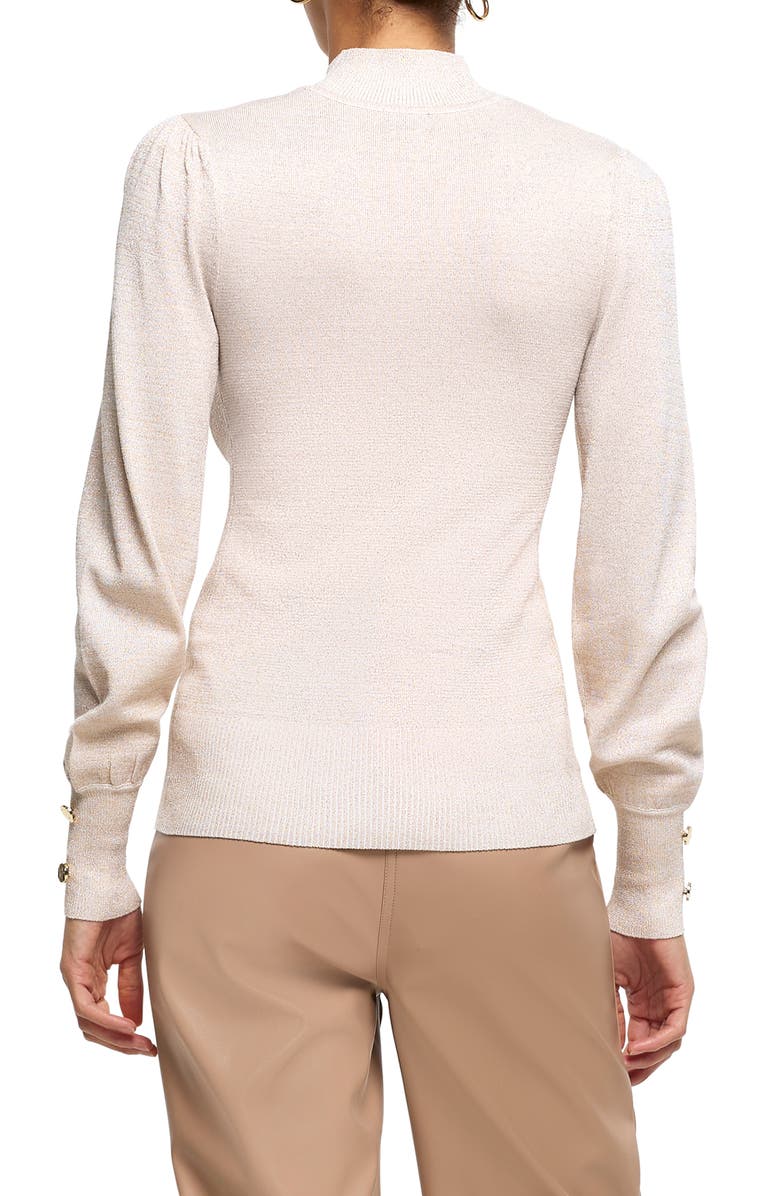 River Island Balloon Sleeve Metallic Rib Sweater, Alternate, color, 