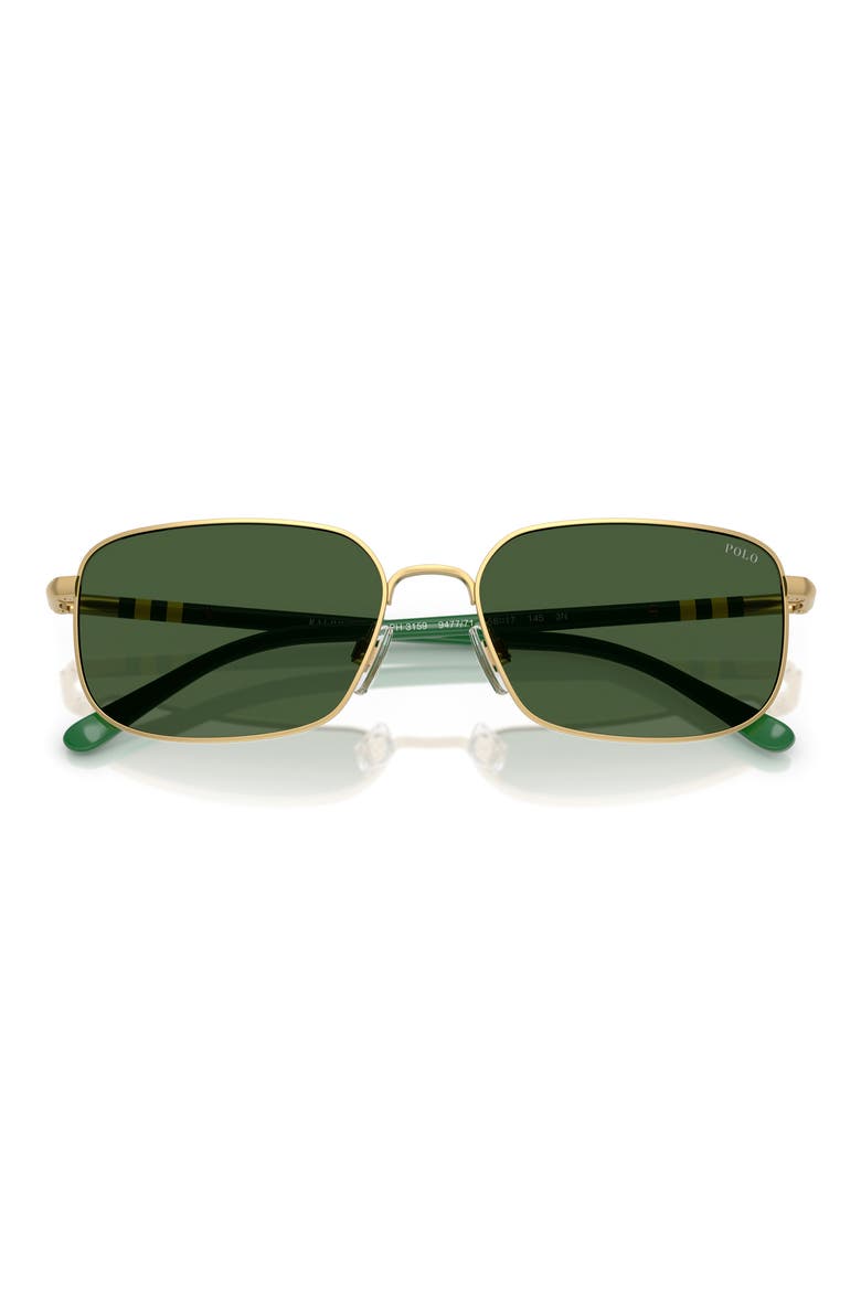 58mm Rectangle Sunglasses, Alternate, color, SEMISHINY PALE GOLD / GREEN