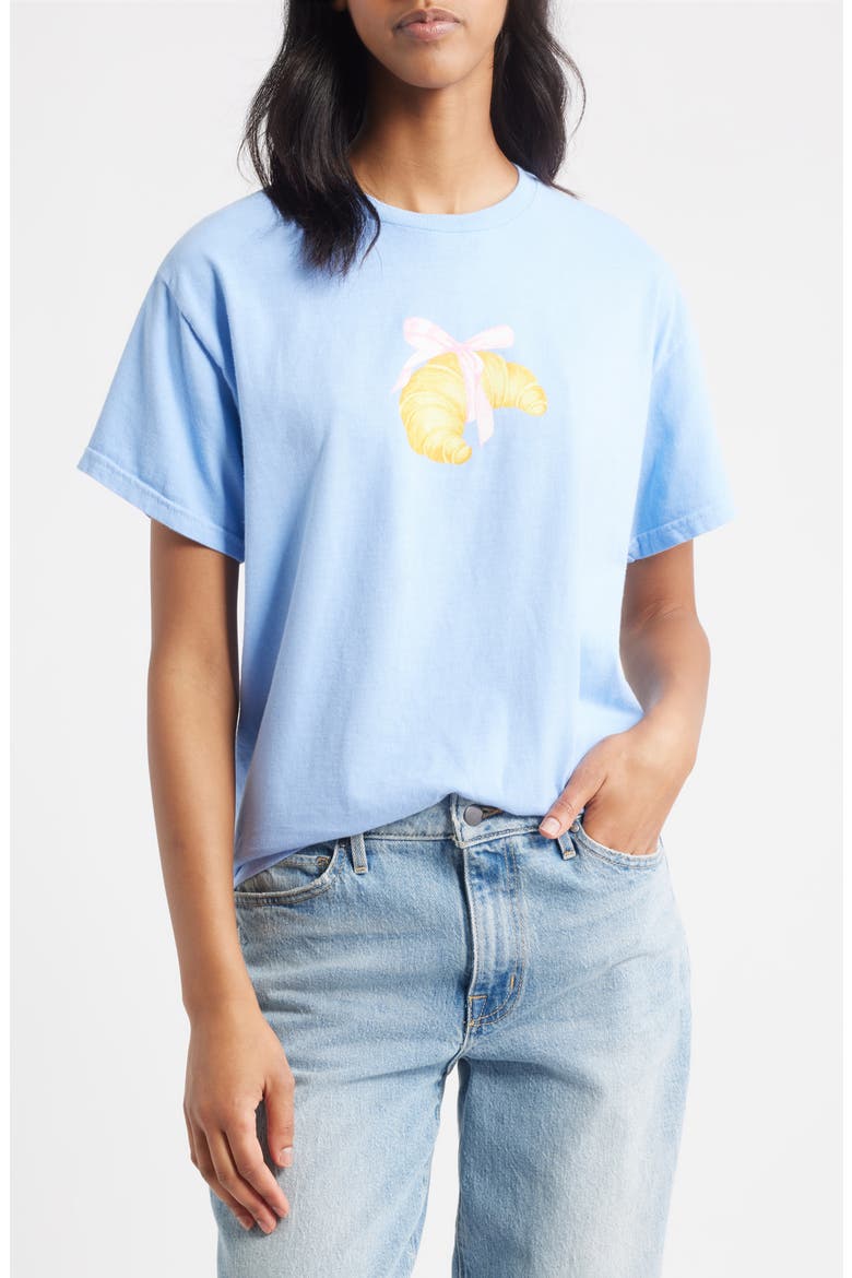 Croissant Cotton Graphic T-Shirt, Main, color, BLUE