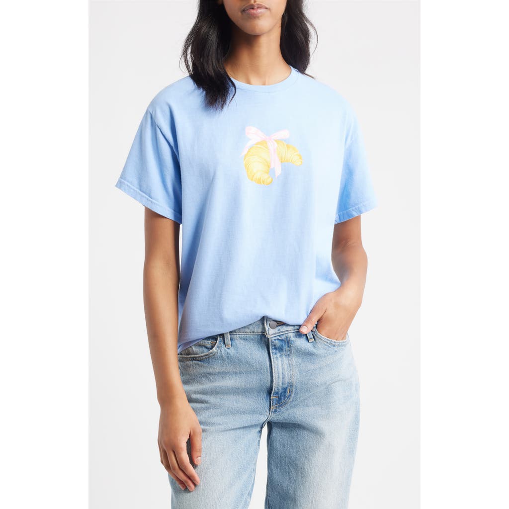 Vinyl Icons Croissant Cotton Graphic T-shirt In Blue