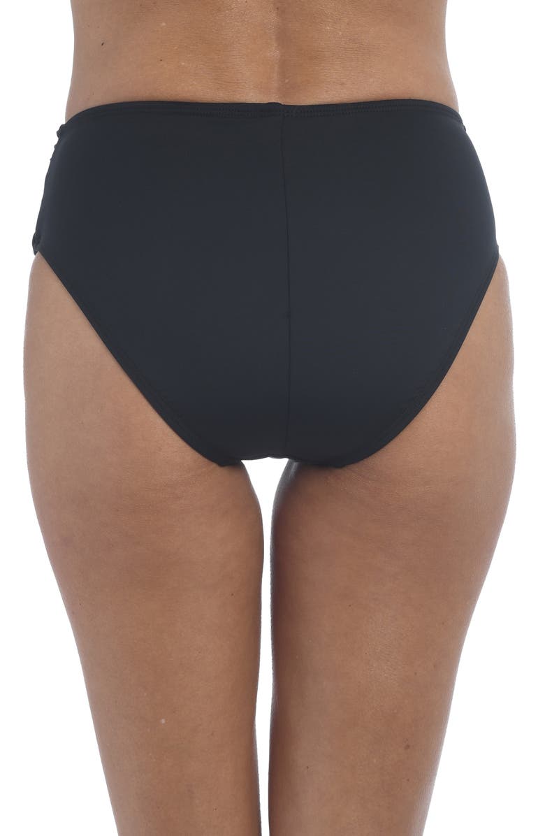 La Blanca Island Goddess Overlap Bikini Bottoms, Alternate, color, Black