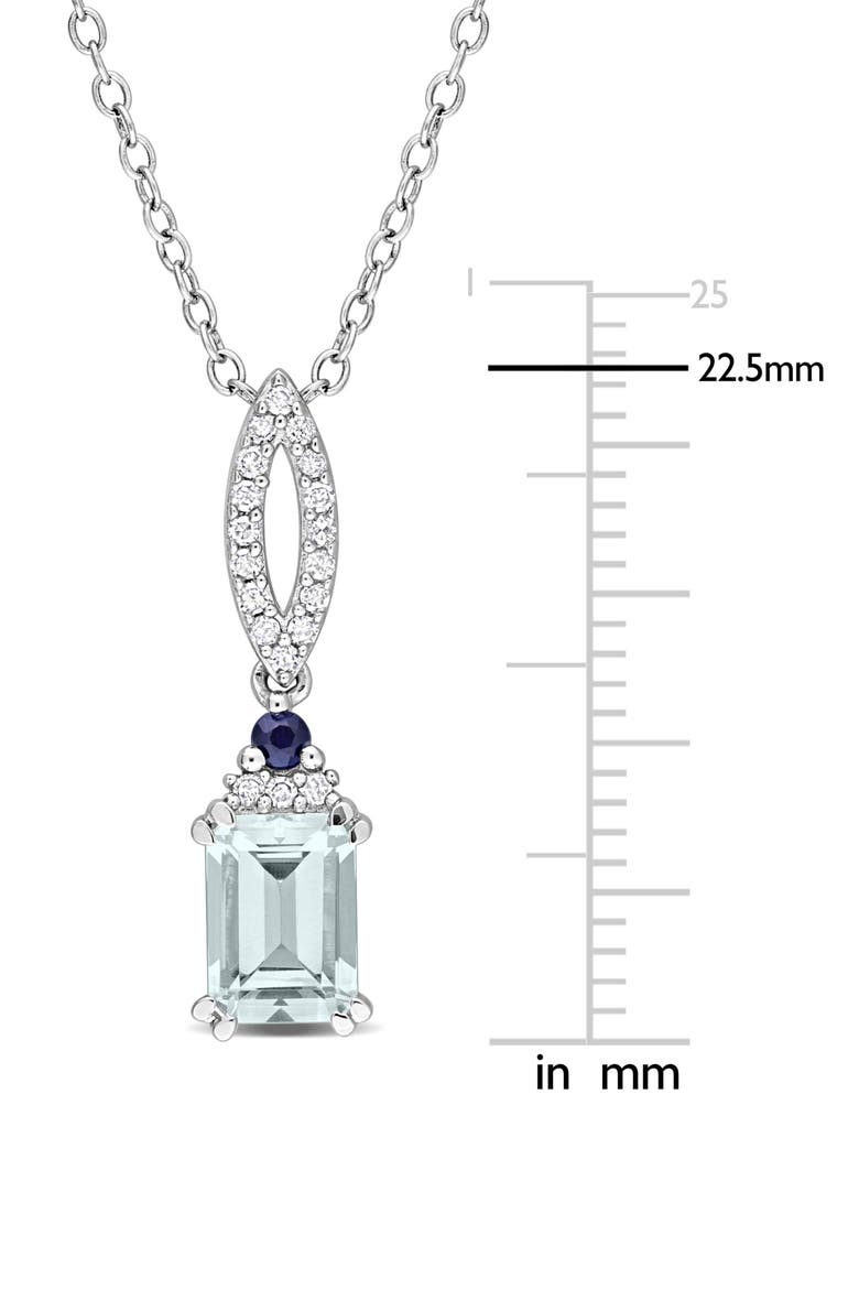 Aquamarine, Blue Sapphire & Diamond Pendant Necklace, Alternate, color, BLUE