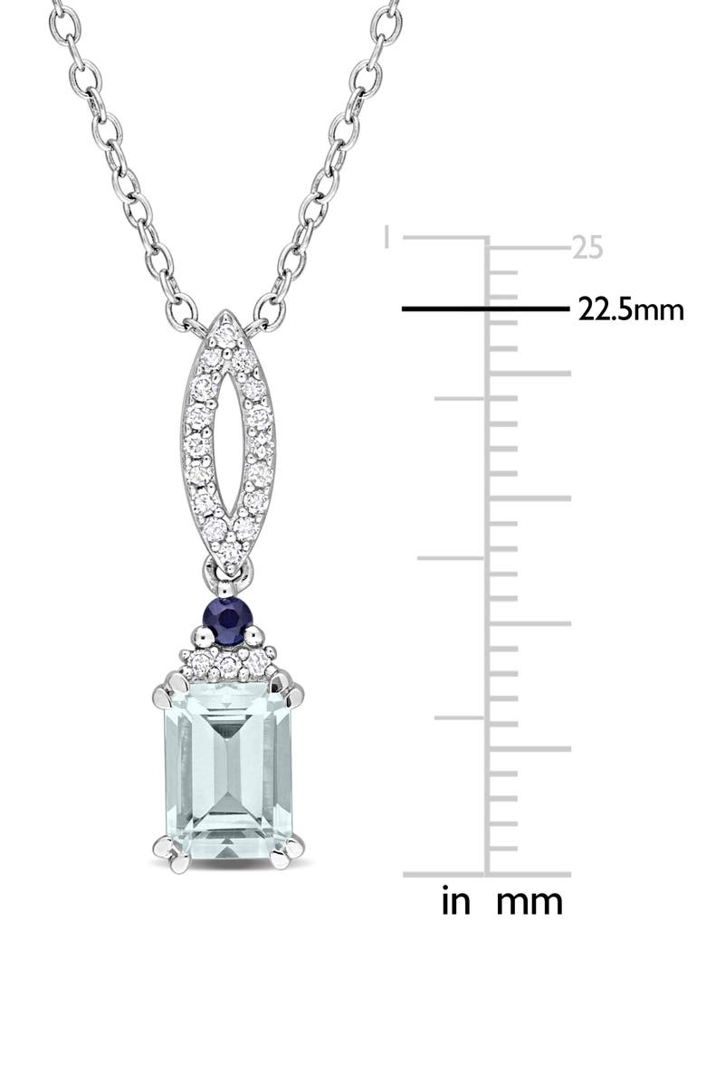 DELMAR Aquamarine, Blue Sapphire & Diamond Pendant Necklace, Alternate, color, Blue