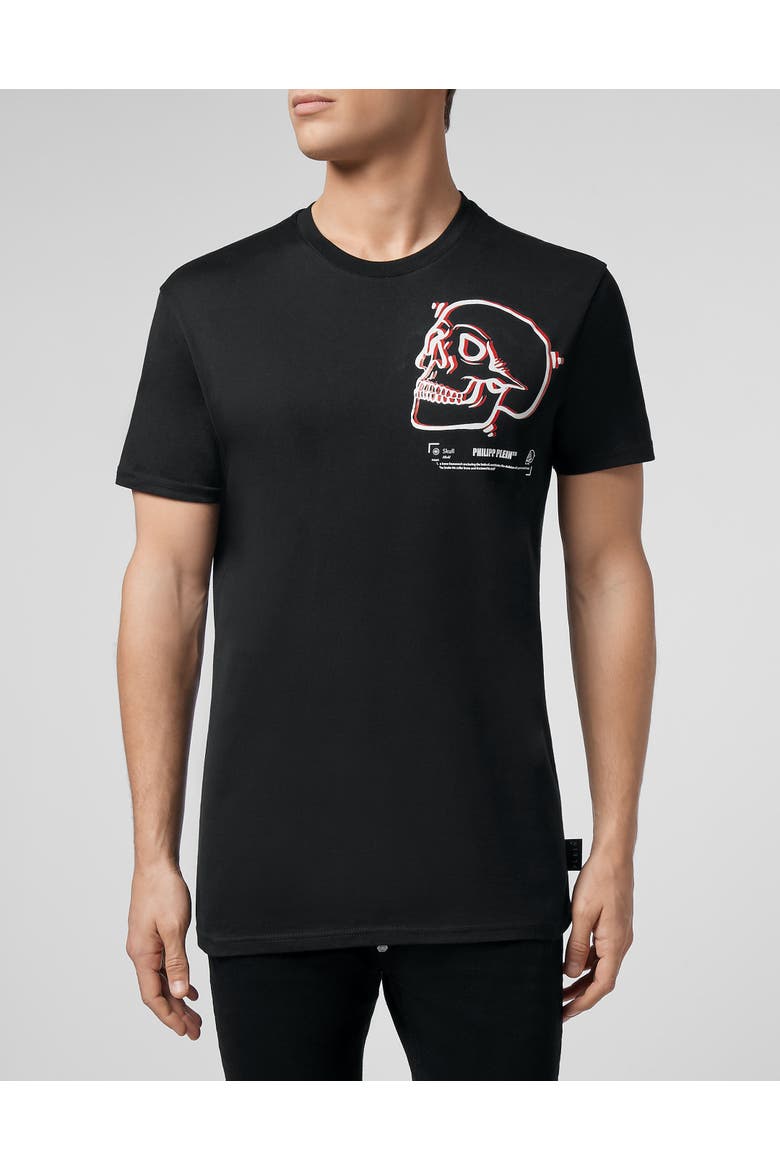 T-Shirt Round Neck Ss Skull Men, Main, color, black