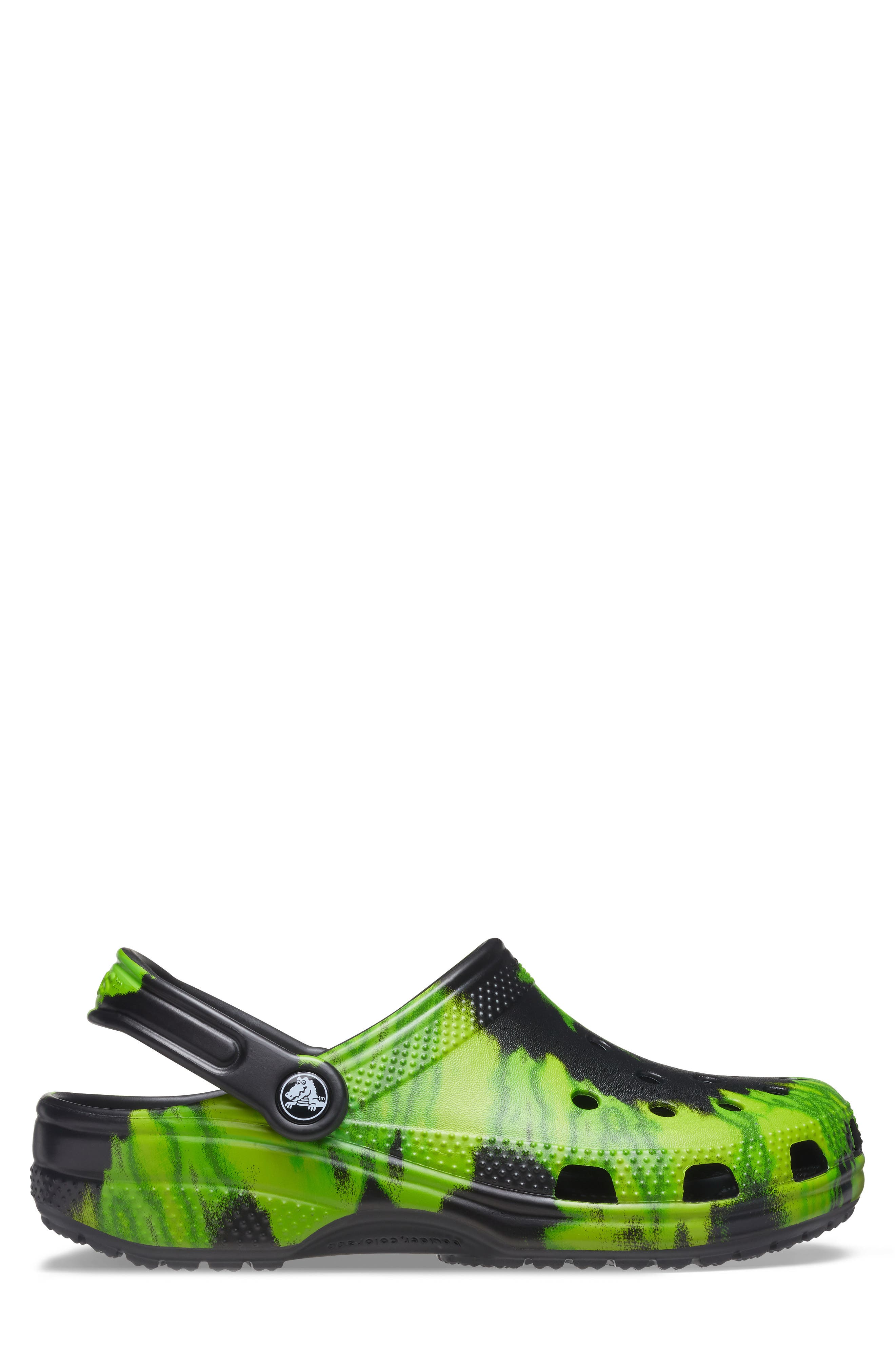Classic Tie Dye Graphic Clog, Alternate, color, BLACK/ LIME PUNCH