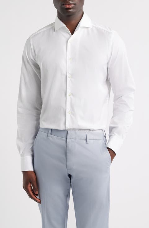 Modern Fit Solid Natural Stretch Yoga Twill Dress Shirt