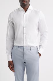 Emanuel Berg Modern Fit Solid Natural Stretch Yoga Twill Dress Shirt