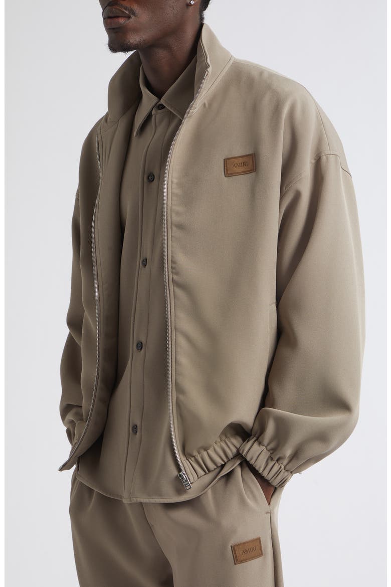 Logo Patch Stretch Cady Track Jacket, Alternate, color, DARK SAND