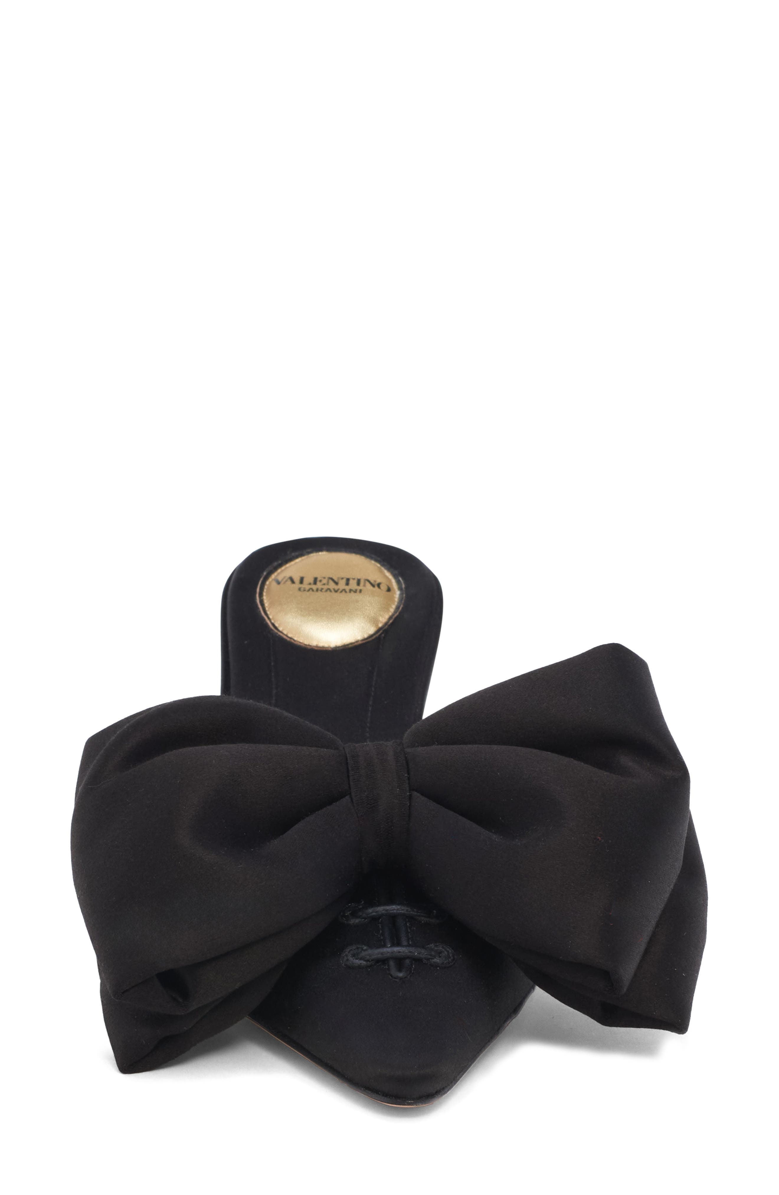 Valentino Garavani Yolande Bow Pointed Toe Mule Pump, Alternate, color, Black