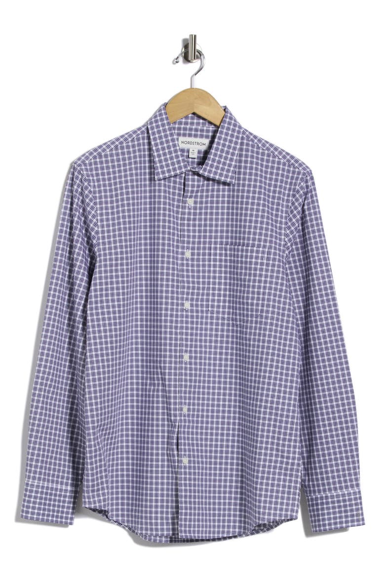 Plaid Cotton Poplin Button-Up Shirt, Main, color, BLUE JASPER PLAID