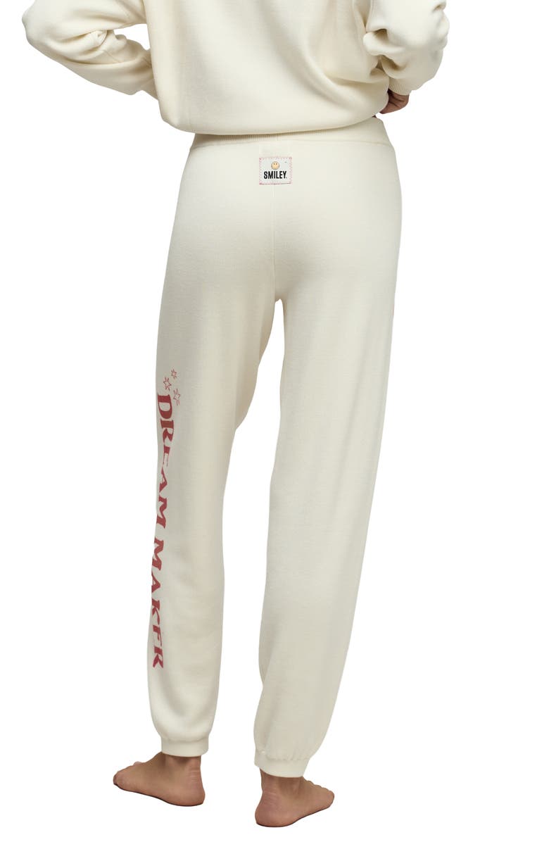 Barefoot Dreams<sup>®</sup> Smiley Sun Stars CozyChic Ultra Lite<sup>®</sup> Joggers, Alternate, color, Cream-Light Poppy Red