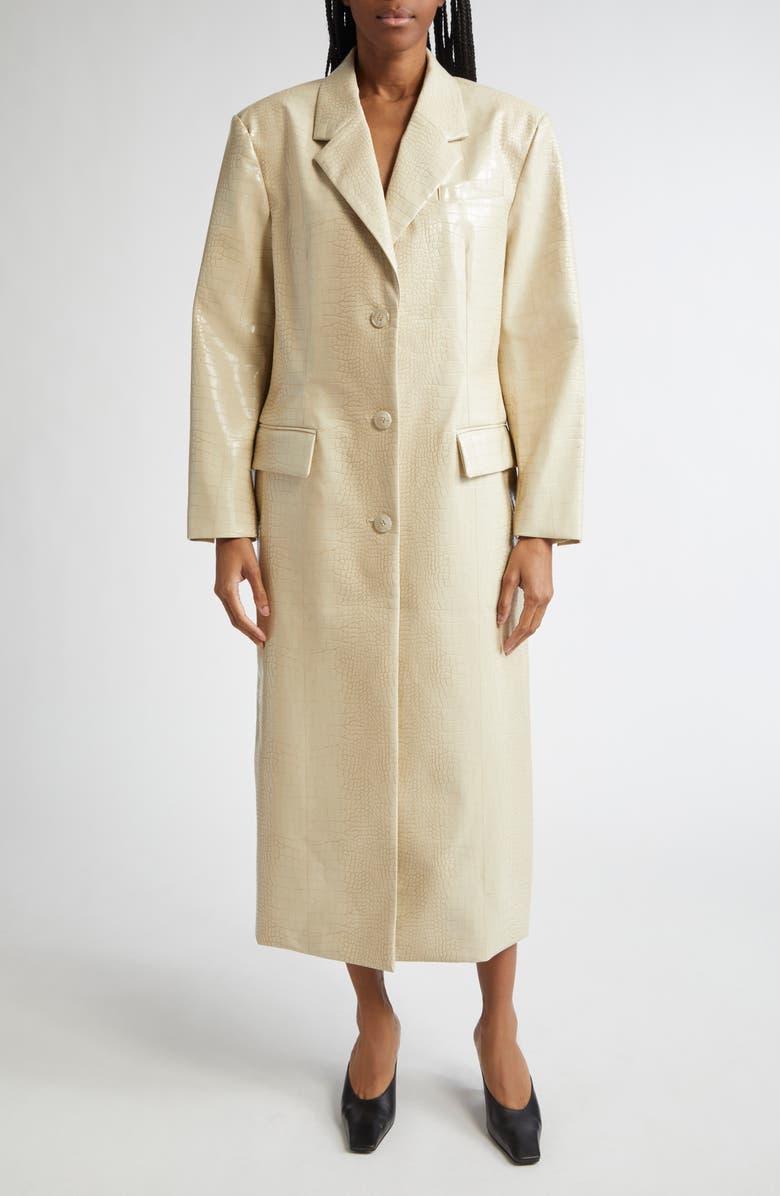 Stand Studio Nicki Croc Embossed Faux Leather Coat, Main, color, 