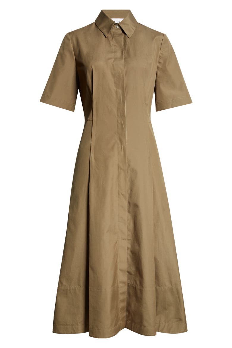 Canvas Tape Flare Shirtdress, Alternate, color, MOSS SMOKE