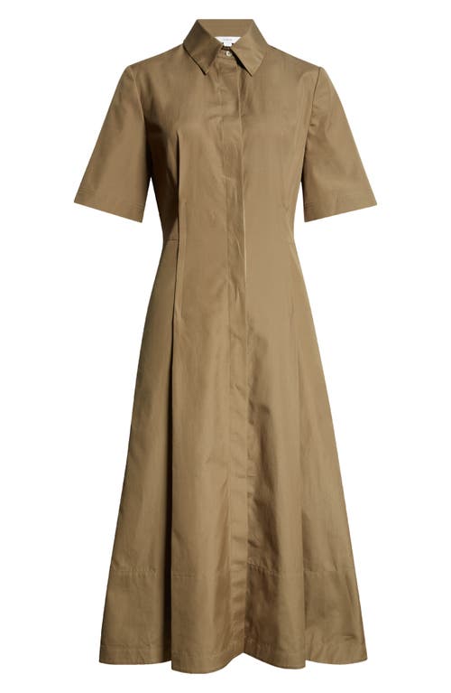 Vince Canvas Tape Flare Shirtdress In Moss Smoke