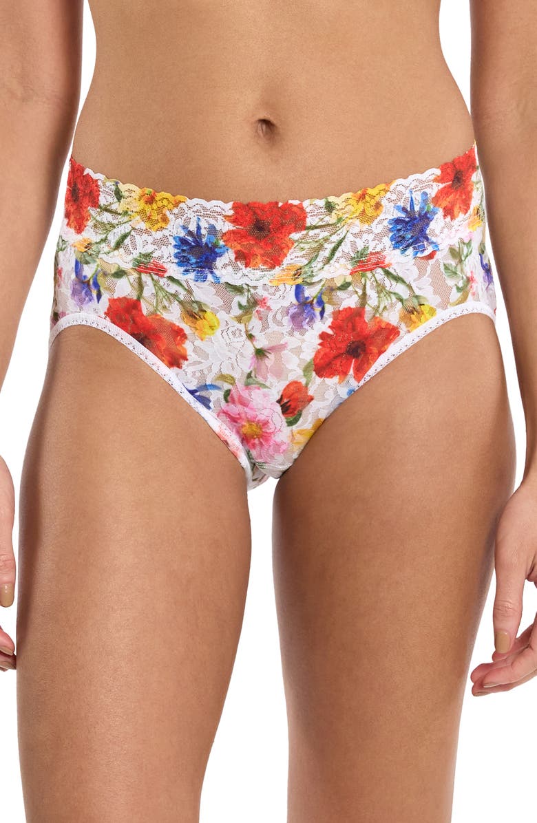 Hanky Panky Print Lace Briefs, Main, color, Meadow Mix