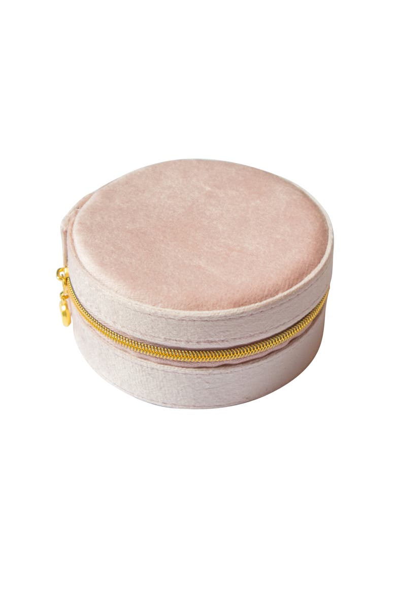 Round jewelry travel case, Main, color, Pink