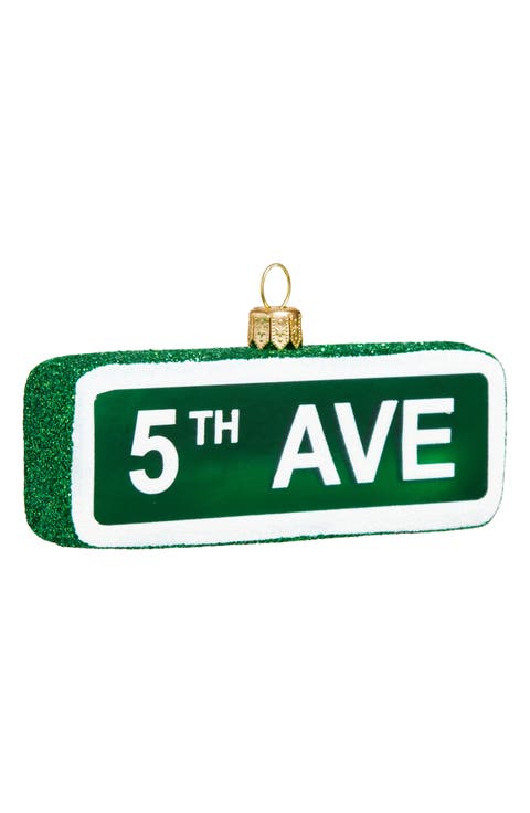 Fifth Avenue Street Sign Glass Ornament