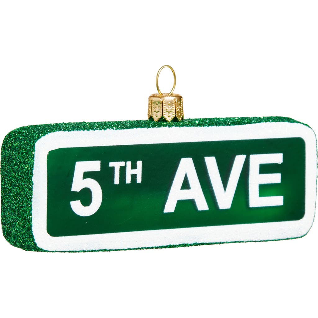 The Whitehurst Company Fifth Avenue Street Sign Glass Ornament In Multi