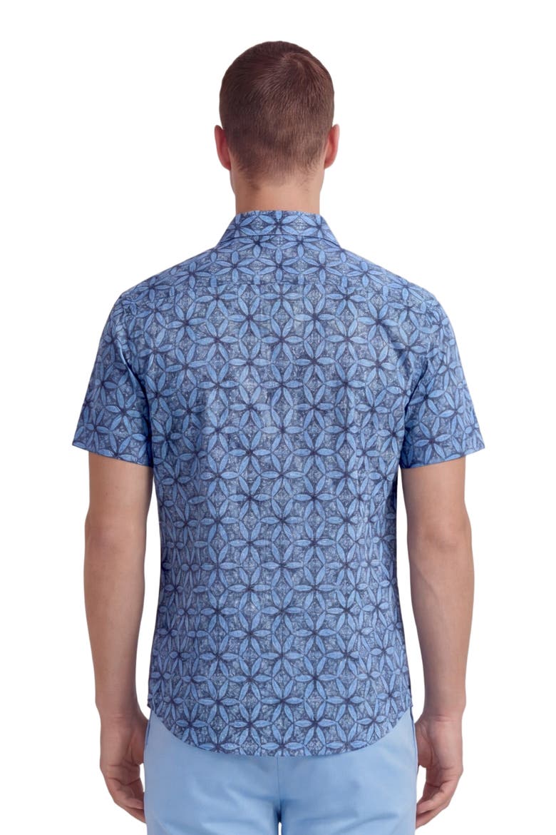 Tribal Mens Printed Button Up Shirt, Alternate, color, TRIBAL BLUE