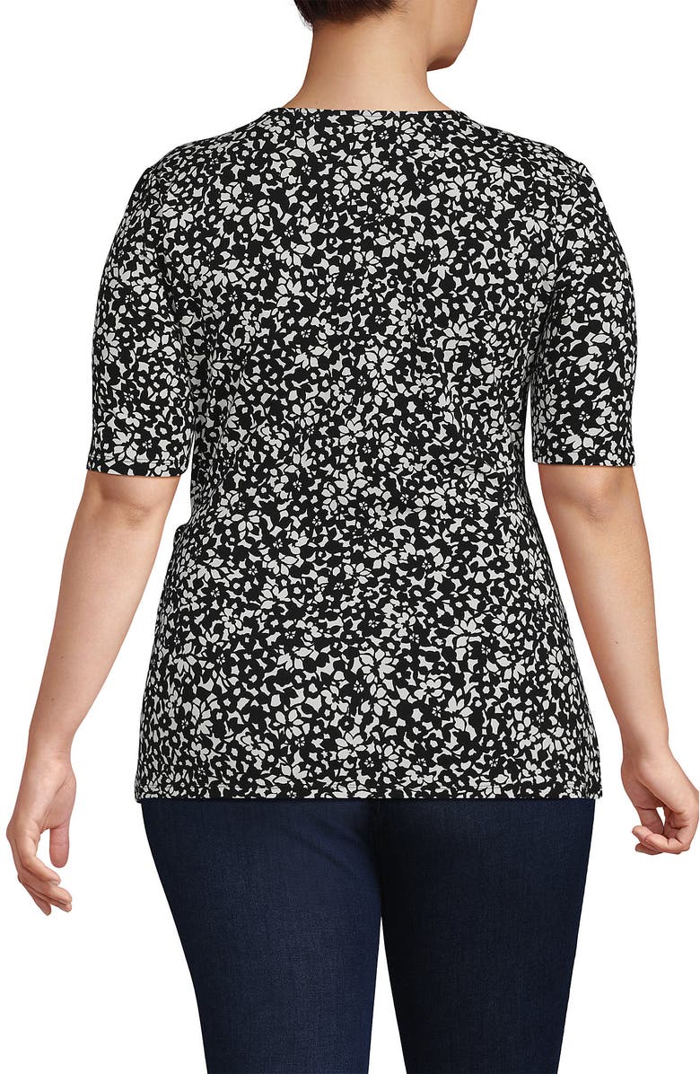 Lands' End Plus Size Elbow Sleeve Lightweight Jersey Side Tie Blouse, Alternate, color,