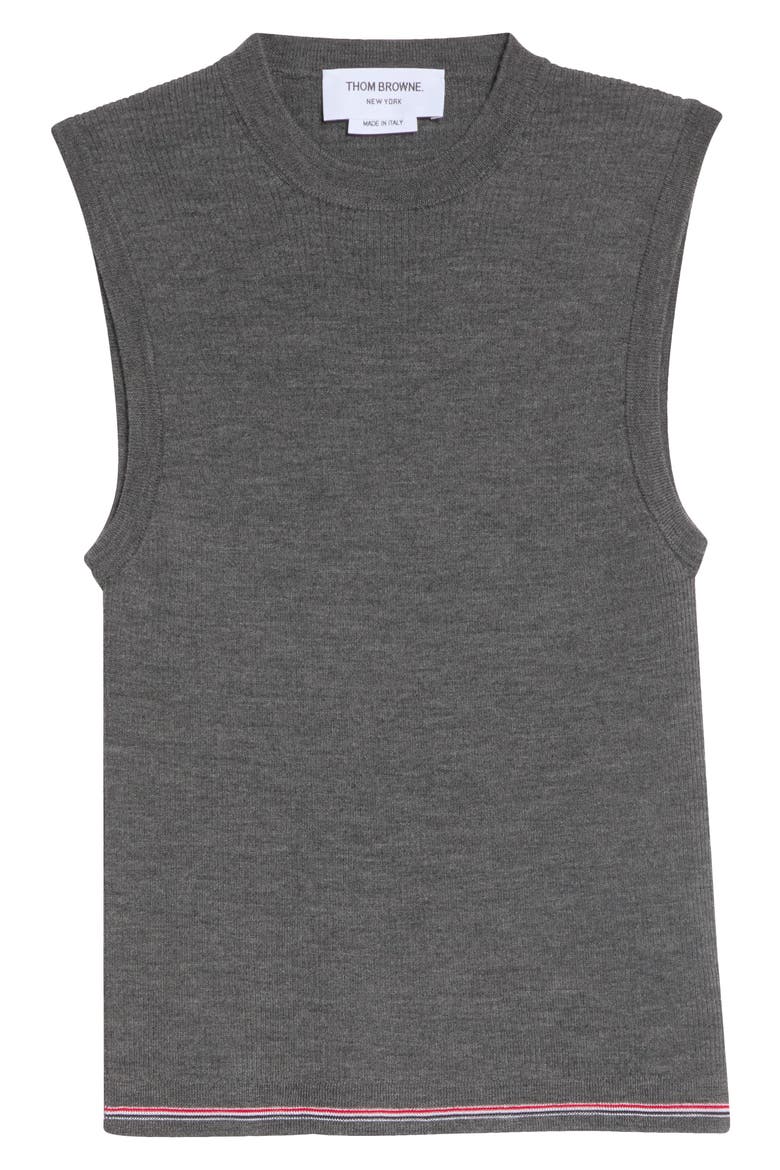 Merino Wool Rib Sweater Vest, Main, color, MEDIUM GREY