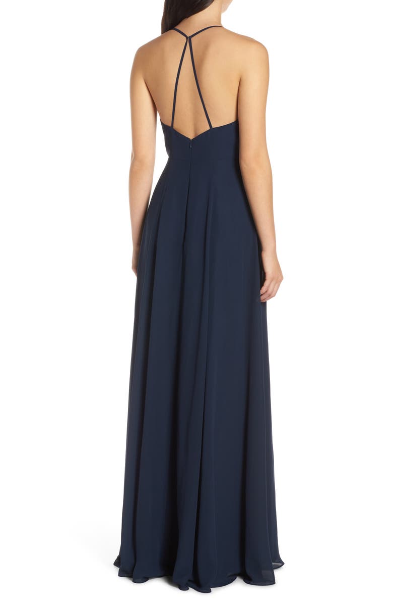 Jenny Yoo Bryce Surplice V-Neck Chiffon Evening Dress, Alternate, color,