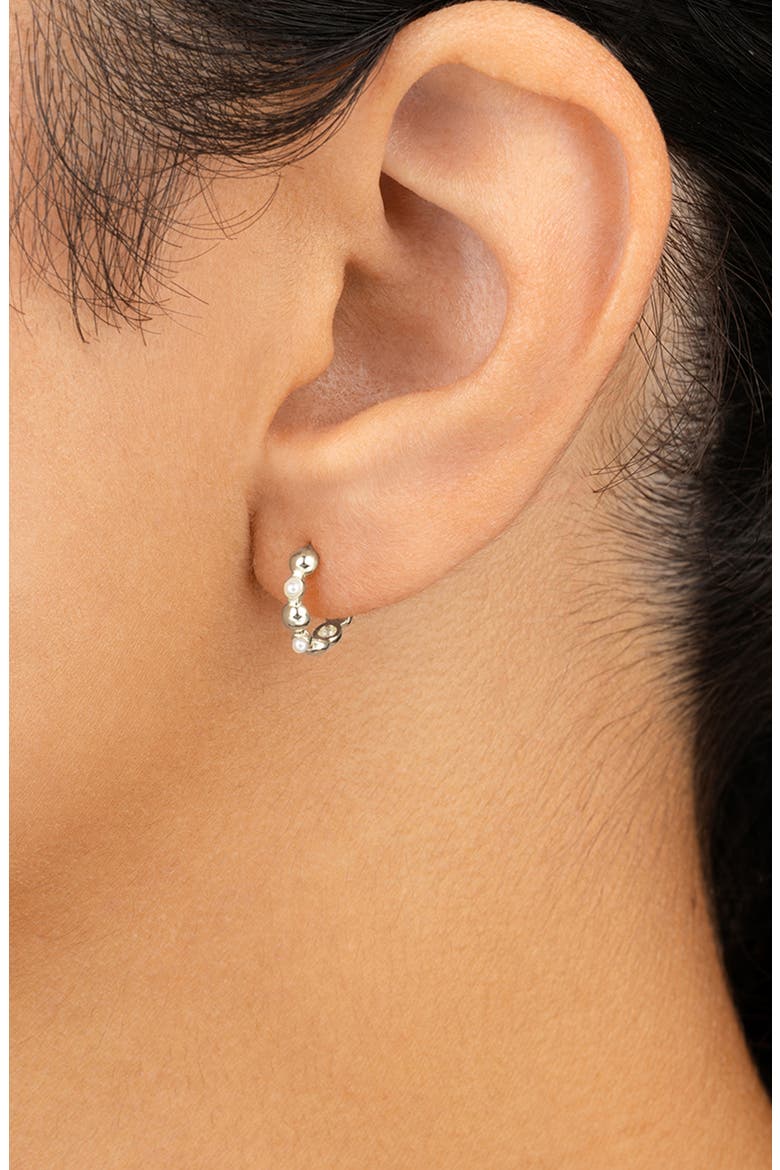 Miranda Pearl Hoop Earrings, Alternate, color, SILVER