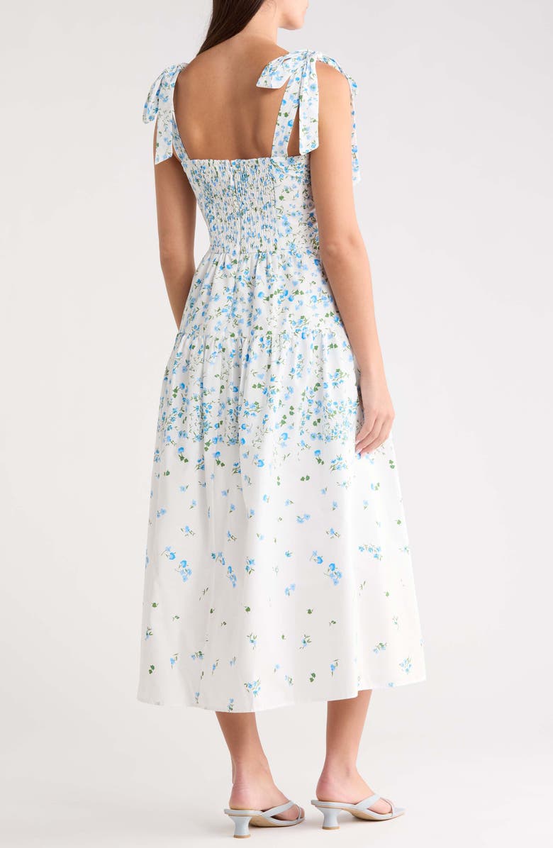 SUGARLIPS Floral Cotton Maxi Sundress, Alternate, color, White-Blues-Green