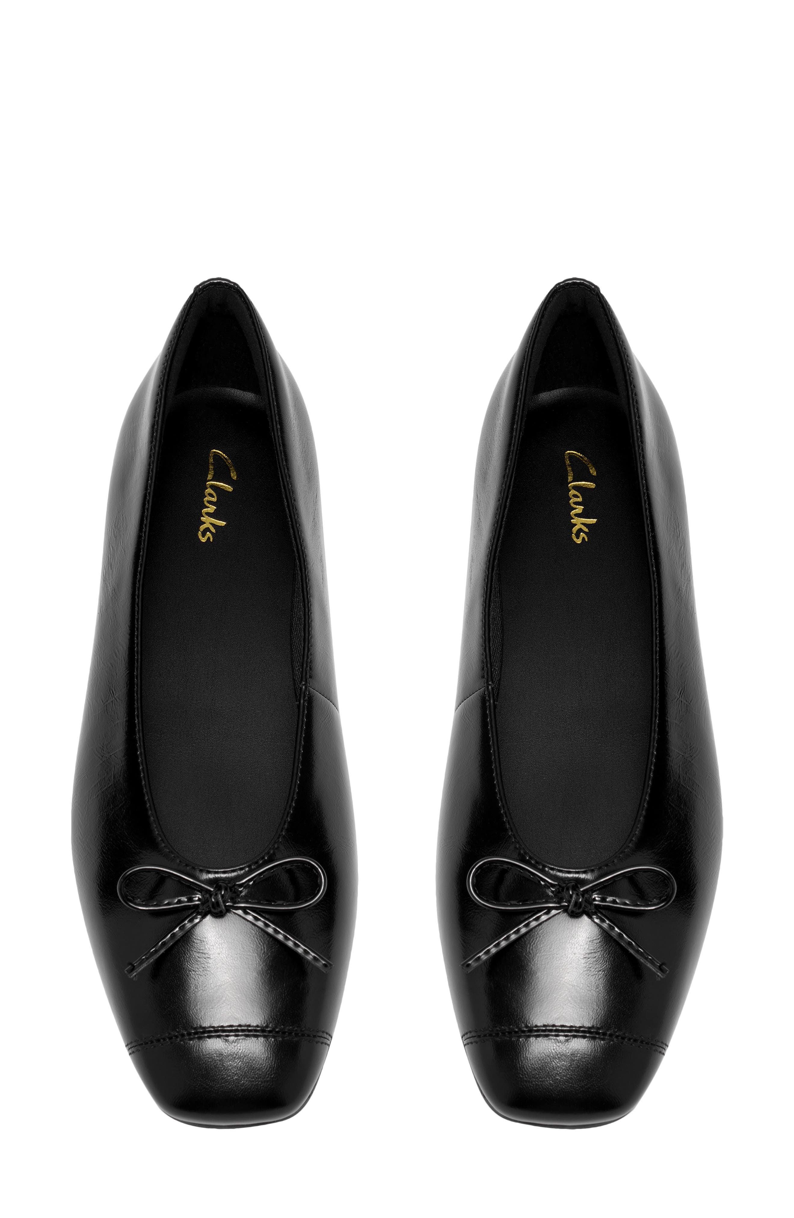 Befana Bow Leather Flat, Alternate, color, BLACK LEATHER