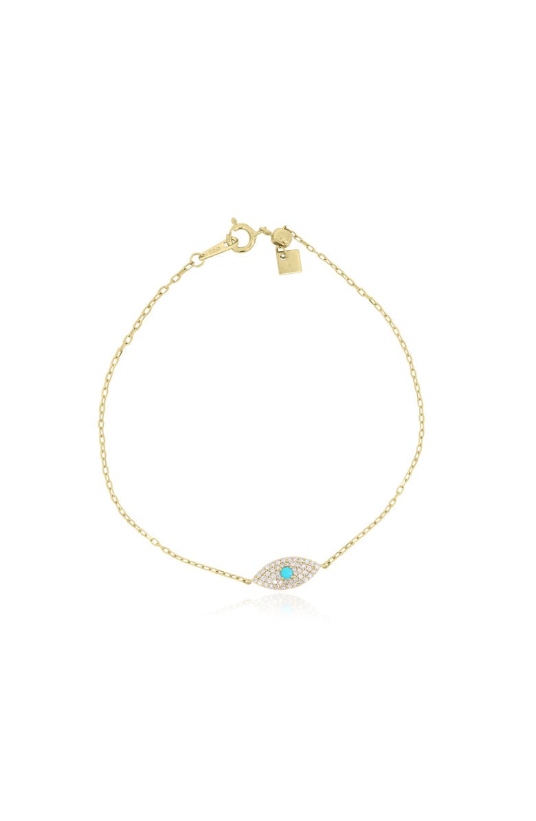 The Lovery Fine Jewelry Small Turquoise Evil Eye Bracelet, Main, color, Turquoise