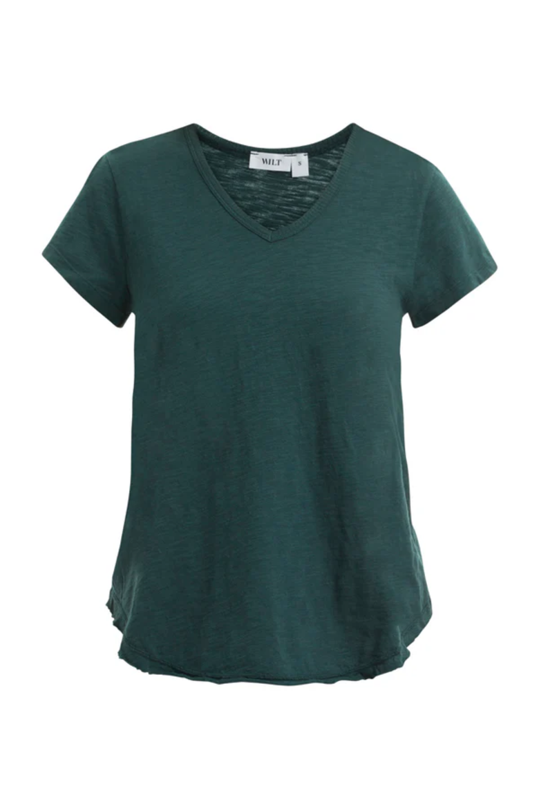 Short Sleeve Shrunken V-Neck Shirttail Top, Alternate, color, Dark Sea