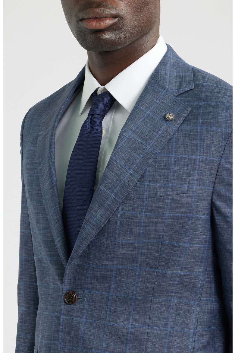 250th Capsule Mason Regular Fit Blue Mélange Windowpane Check Wool & Silk Suit, Alternate, color, MID BLUE