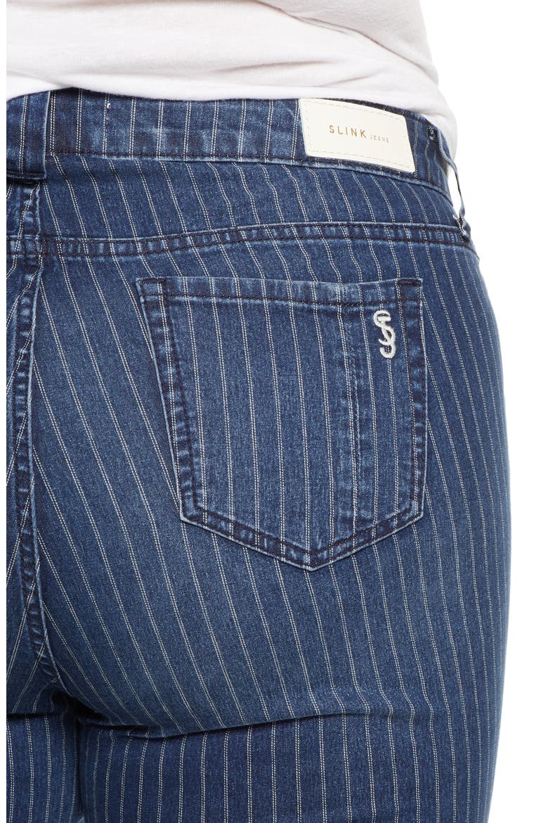 High Waist Pinstripe Ankle Jeans, Alternate, color, JENNA