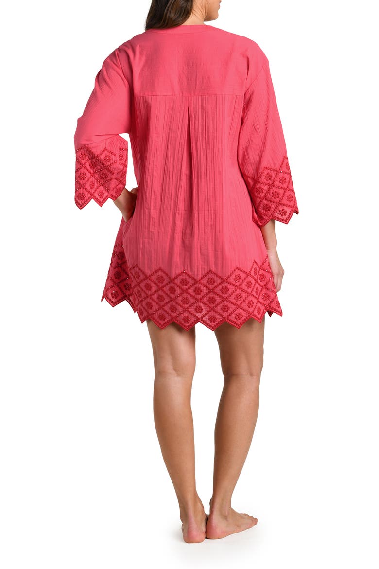 Crinkle Collective Cover-Up Minidress, Alternate, color, GUAVA