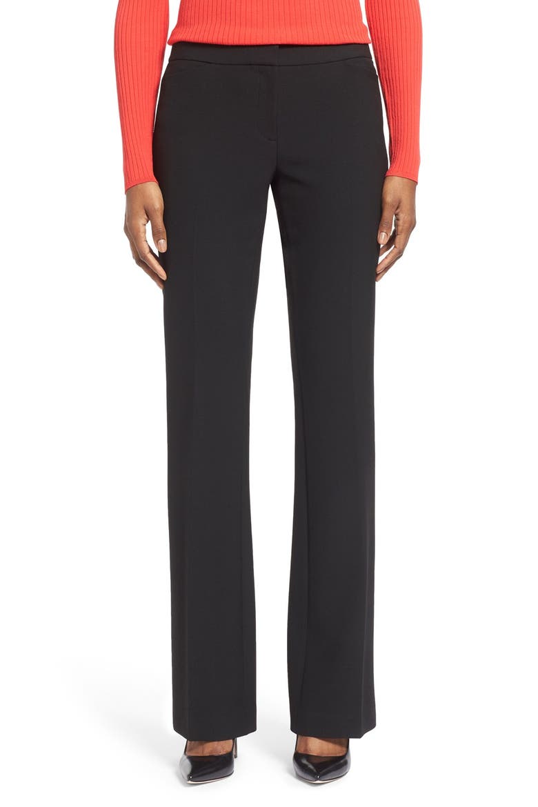 Double Cloth Flare Leg Pants, Main, color, BLACK