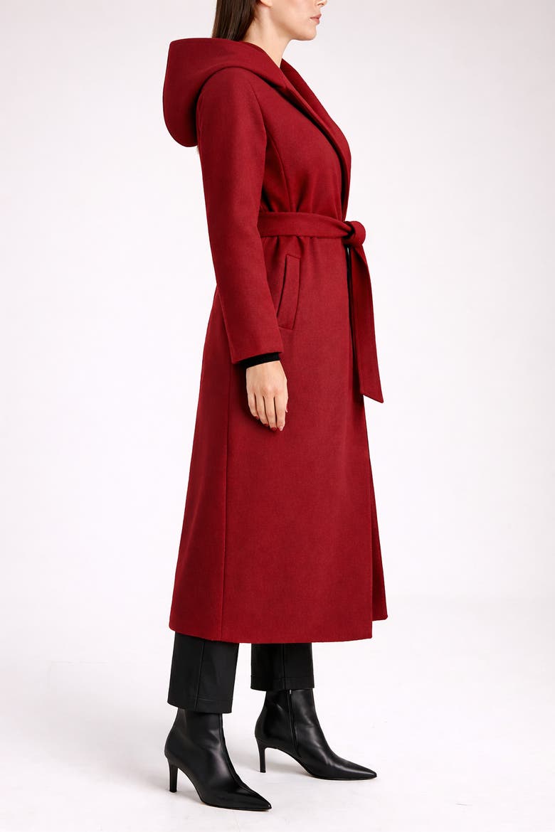 Cashmere Hooded Long Coat, Alternate, color, Bordeaux