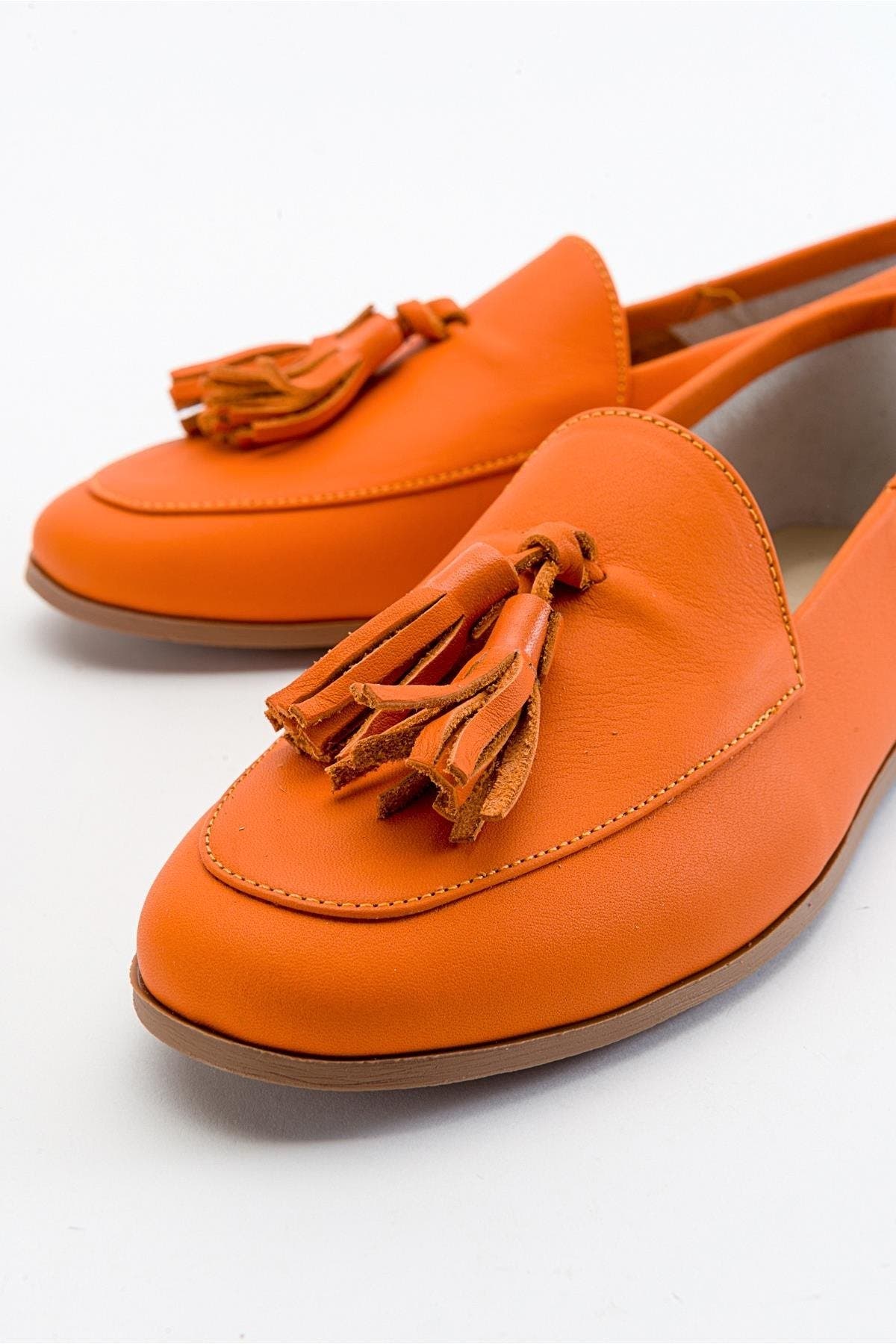 Mona Soft Leather Tassel Loafer, Alternate, color, Orange Leather