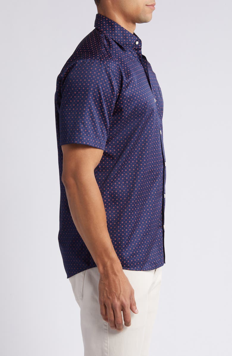 Peter Millar Palmico Neat Short Sleeve Cotton Button-Up Shirt, Alternate, color, Clay Rose