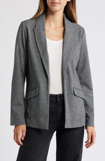 Wit & Wisdom Stripe Princess Seam Blazer In Heather Charcoal