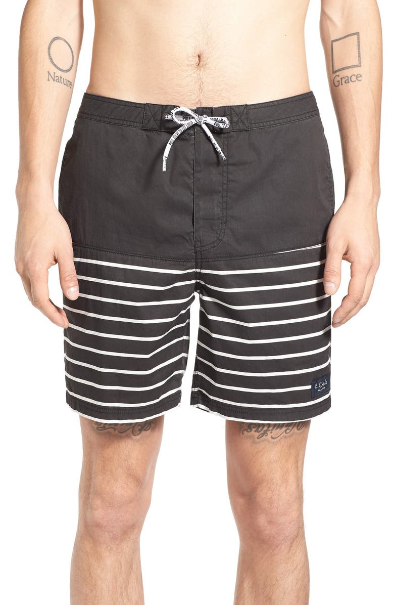 Barney Cools 'Tide 17' Floral Print Drawstring Board Shorts, Main, color, 