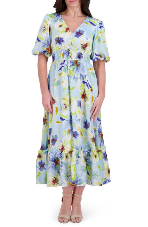 Puff Sleeve Midi Dress