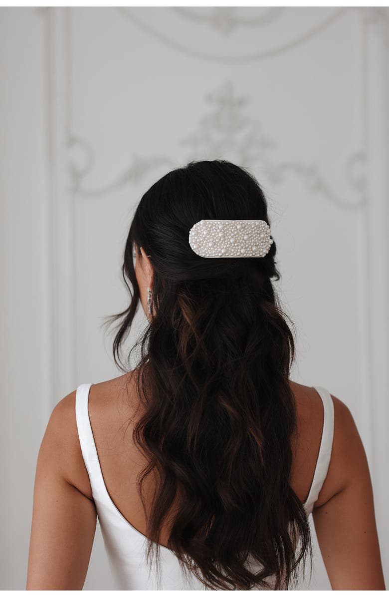 Untamed Petals Bridgette Pearl Barrette, Main, color, Pearl