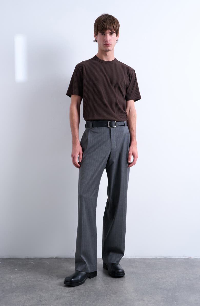 Topman Heavyweight Rib T-Shirt, Alternate, color, Brown