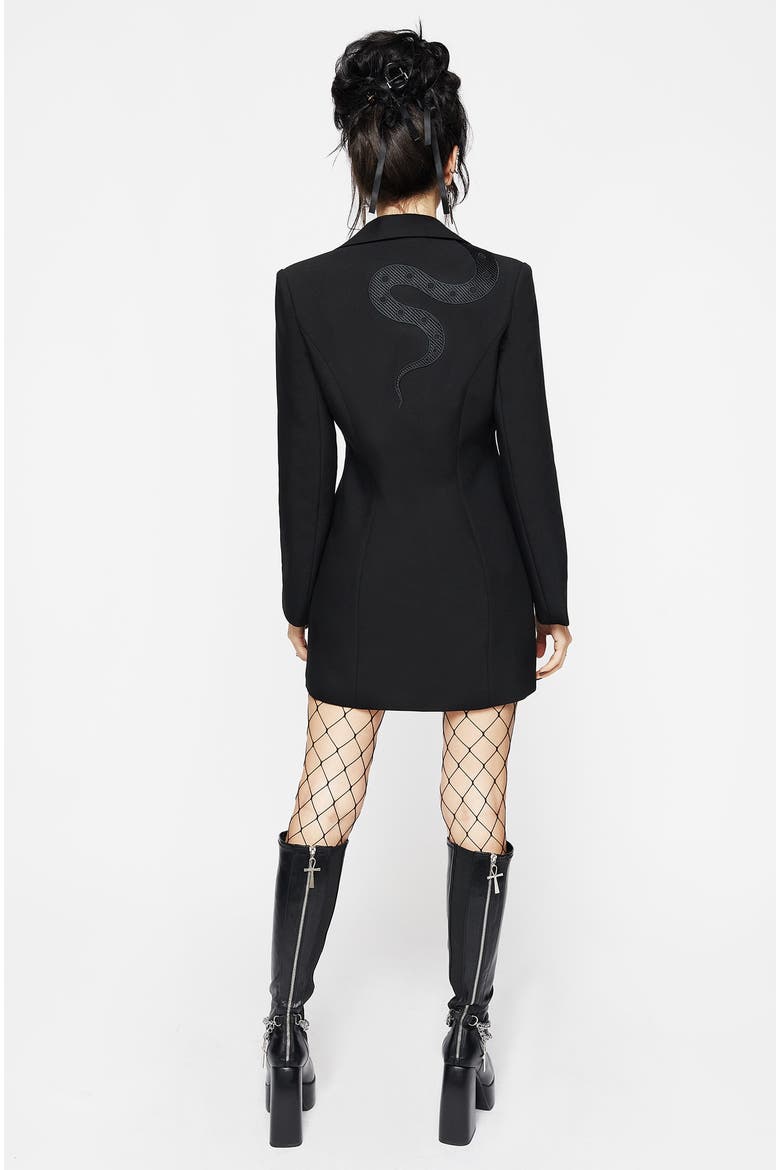 Slither Embroidered Blazer Dress, Alternate, color, Black