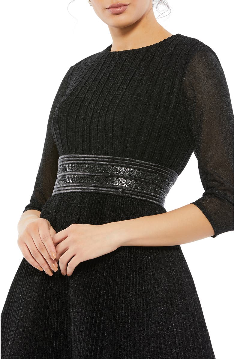 Mac Duggal Shimmer Infused Pleated Mini Dress, Alternate, color, Black