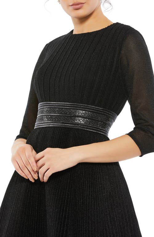Mac Duggal Shimmer Infused Pleated Mini Dress In Black