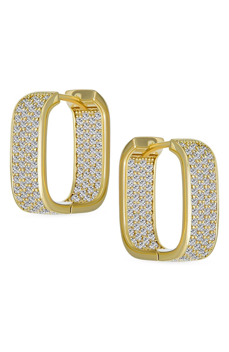 BLING JEWELRY Bridal Pavé CZ Huggie Hoop Earrings, Main, color, Gold Alternative