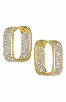 BLING JEWELRY Bridal Pavé CZ Huggie Hoop Earrings